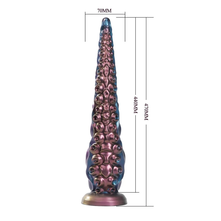 Dildo Power Monsters Maelstrom - 47 cm, falujący silikon, gradient kolorów