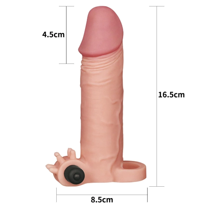 Rękaw przedłużający penisa Vibrating Pleasure X, 2 cale długości, TPE, wibracje
