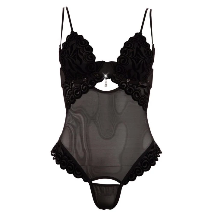 Body COTTELLI LINGERIE Powernet 85C/L z regulowanymi paskami, odpinane miseczki, kryształki