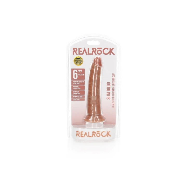 Dildo Real Rock - Smukły, realistyczny, zakrzywiony, przyssawka, 15,5 cm
