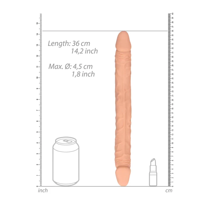 Dildo Double Dong - 36 cm, Skóra TPE, Realistyczny Kształt i Struktura