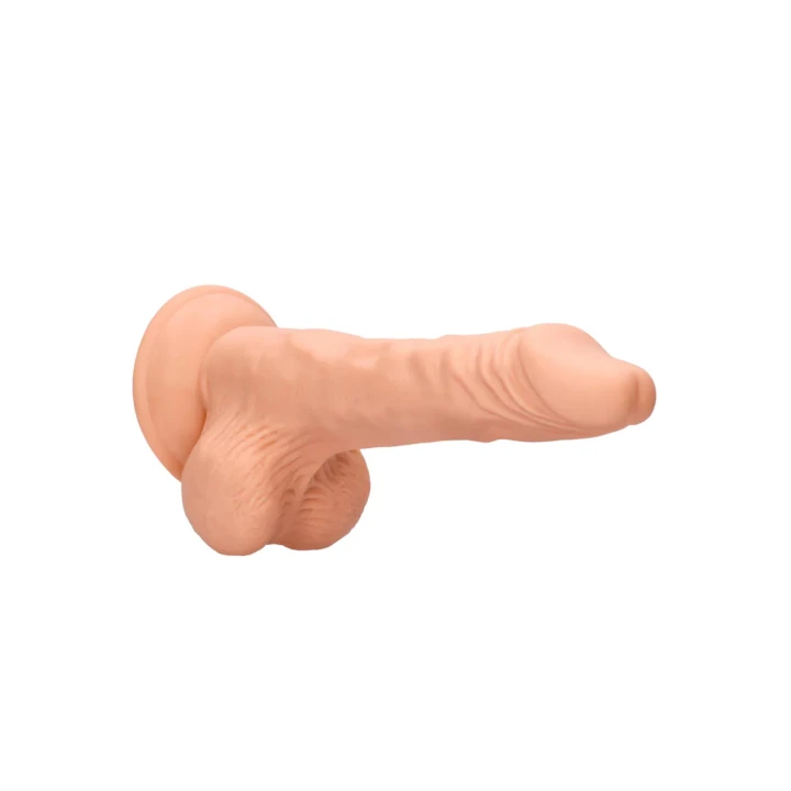 Dildo „Skin” z jądrami, 21,5 cm długości, realistyczny materiał TPE, przyssawka