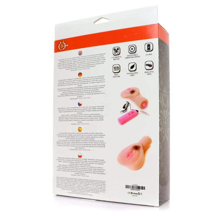 Masturbator wibracyjny Vagina - CyberSkin®, efekty dźwiękowe, regulacja prędkości