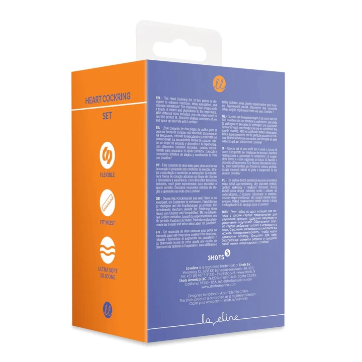 Pierścień erekcyjny - Loveline, zestaw 2 sztuk, kształt serca, opóźnia ejakulację