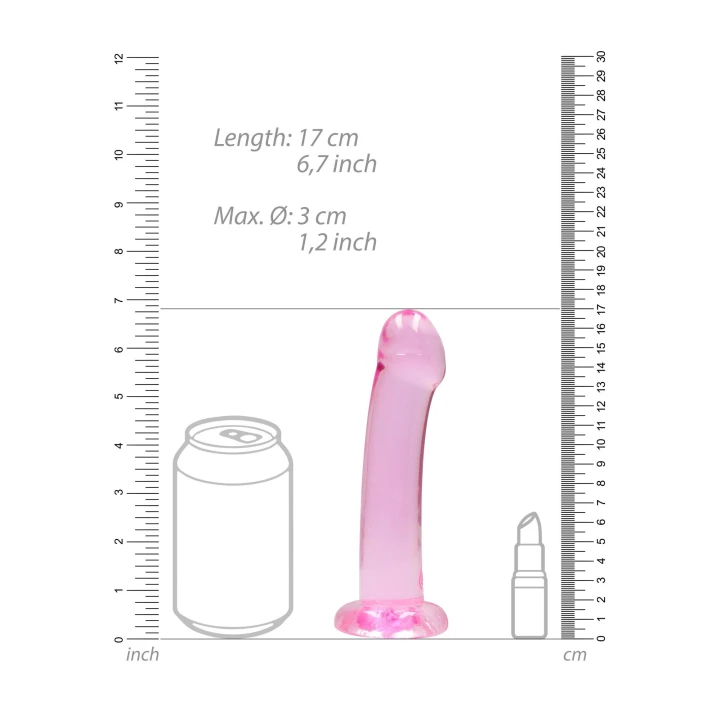 Dildo - CRYSTAL CLEAR, 17 cm, z przyssawką, wodoodporne, TPE bez ftalanów