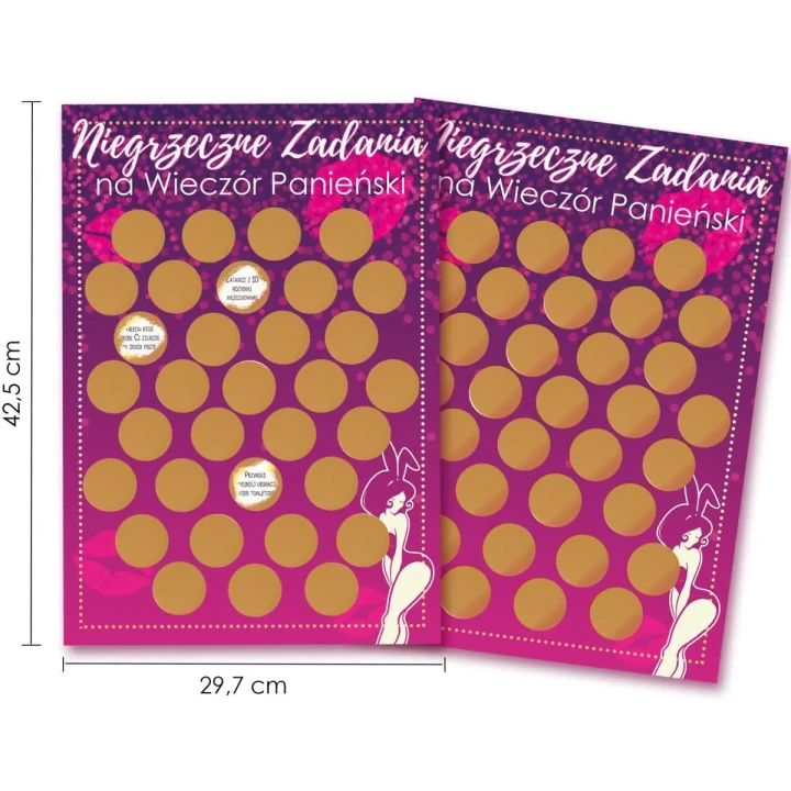 Plakat zdrapka - Wieczór Panieński, 42,5cm x 29,7cm, zabawne zadania dla Panny Młodej