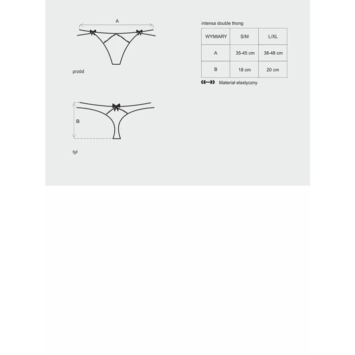 Stringi sexy Intensa OBSESSIVE, koronkowe, podwójne paski, elastyczny materiał L/XL