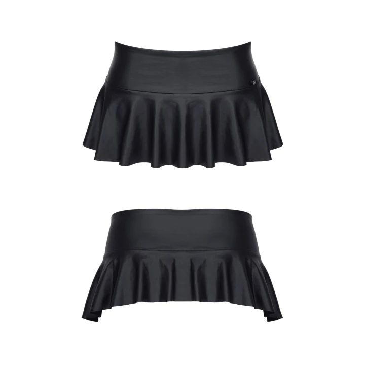 Mini spódniczka wetlook REGNES FETISH PLANET, czarna, elastyczna, rozmiar S