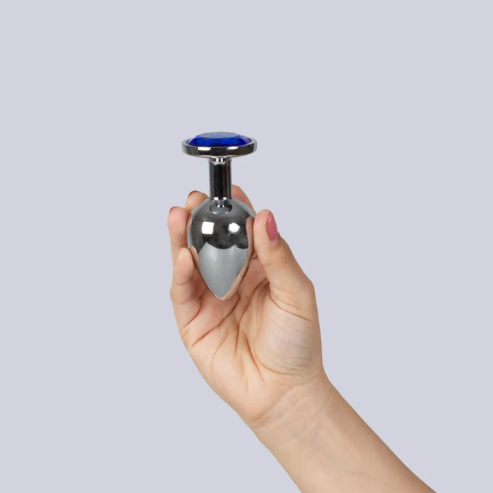 Korek analny metalowy, niebieski, 160 g, zwężana końcówka, bezniklowy