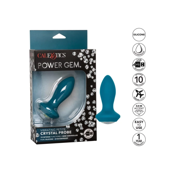 Wibrator analny Power Gem® z miękkiego silikonu, 10 trybów wibracji, wodoodporny