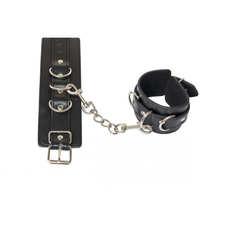 Kajdanki PVC Party Hard z metalowymi karabińczykami, 23 cm, regulowane rozmiary