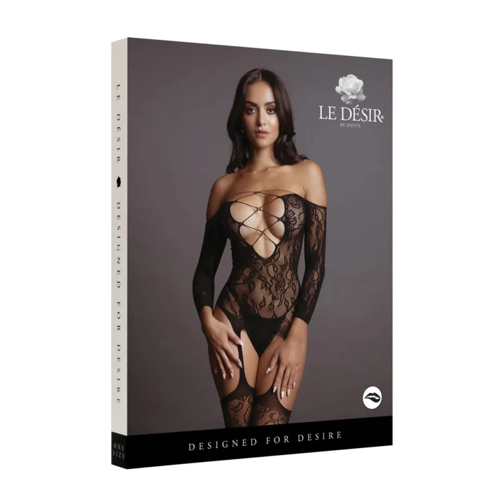 Bodystocking LE DESIRE, koronkowy wzór, elastyczny materiał, rozmiar S-L