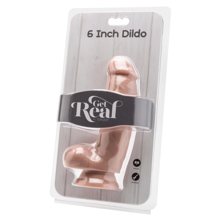 Dildo 6 cali GET REAL, bezftalowy PVC, realistyczny kolor, średnica 4 cm