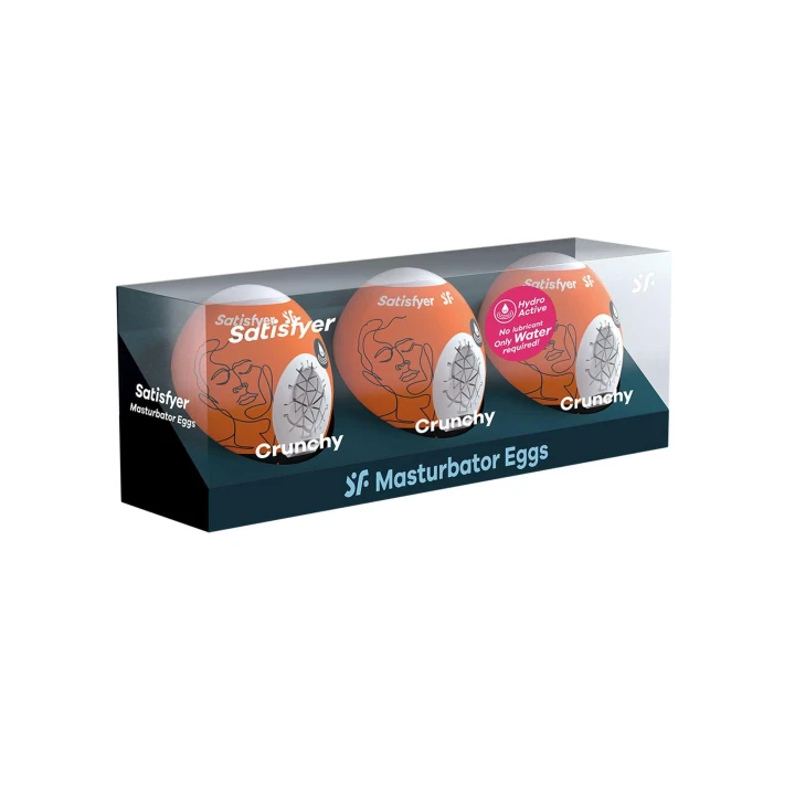 Masturbator jaja Satisfyer, hydroaktywny TPE, elastyczny, zestaw 3 szt.