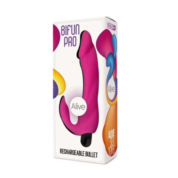 Dildo Bifun Pro z podwójną stymulacją, wibracjami, długość 10,5 cm, średnica 2,9 cm