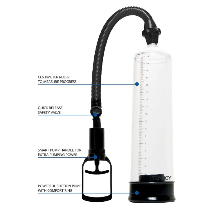 Pompka do penisa Toy Joy POWER PUMP - PVC, czarny-przeźroczysty, średnica 5.5 cm