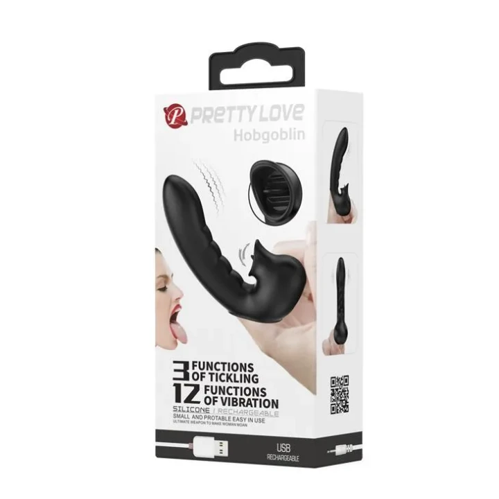 Wibrator palcowy PRETTY LOVE - HOBGOBLIN, silikonowy, na baterie, z kulką