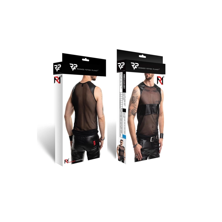 T-shirt REGNES FETISH PLANET – siateczkowy, wetlook, czarny, rozmiar M