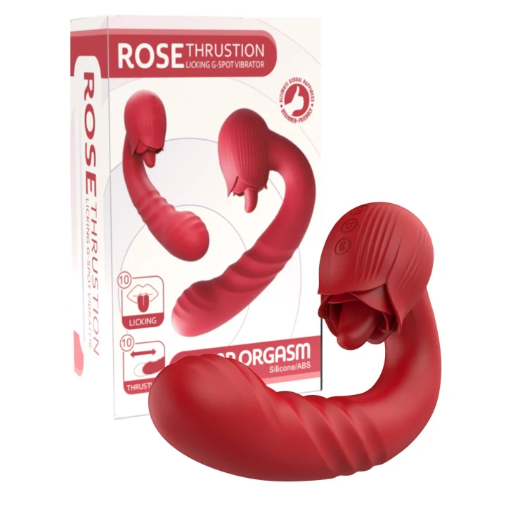 Wibrator różany z podwójną stymulacją, 10 trybów wibracji, silikon klasy medycznej