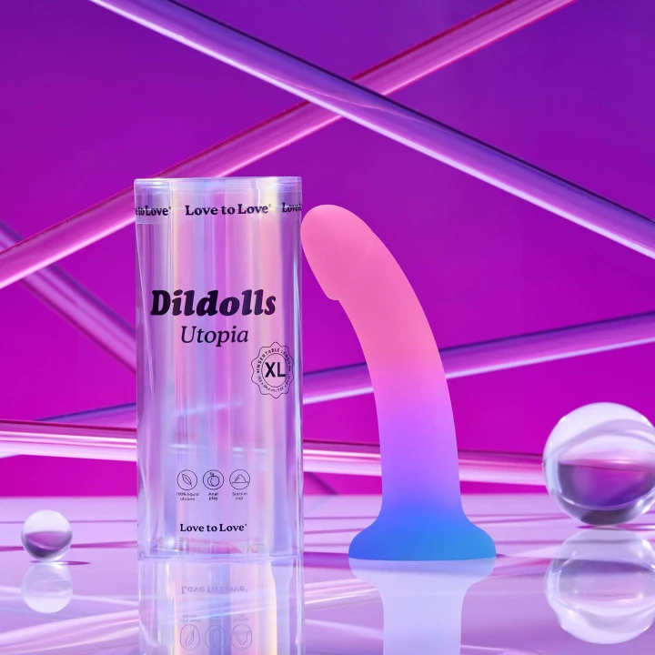 Dildo DILDOLLS UTOPIA XL - 100% płynny silikon, mocna przyssawka, zakrzywiony kształt