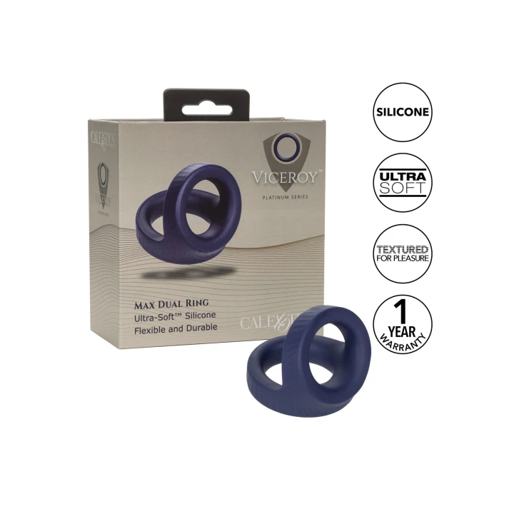 Pierścień erekcyjny Viceroy Max Dual, silikonowy, wodoodporny, 3.25 cm i 3.75 cm