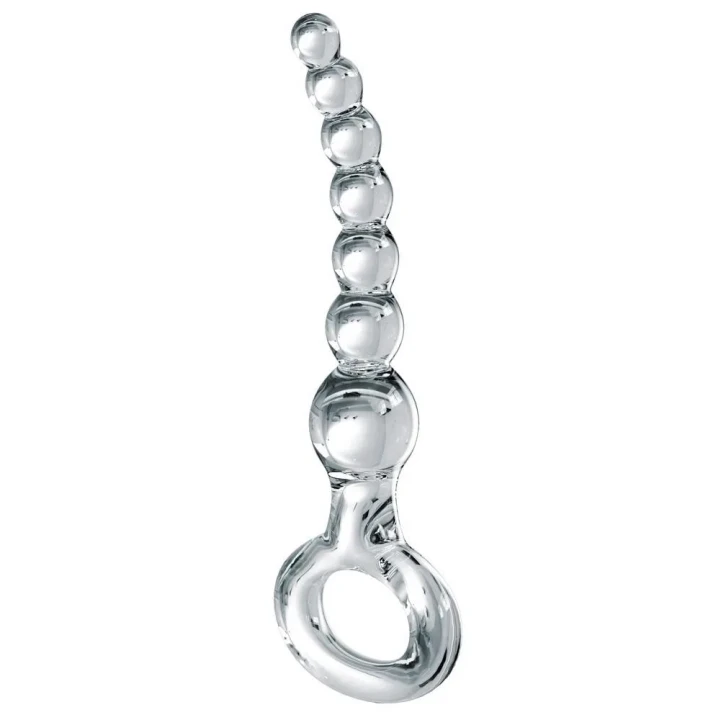 Zakrzywiony łańcuszek analny Icicles No. 67, szkło, długość 20,5 cm, średnica 1,4-3,7 cm