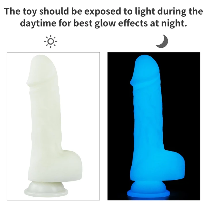 Dildo Lumino Play – silikon, fluorescencyjny, realistyczna faktura, przyssawka