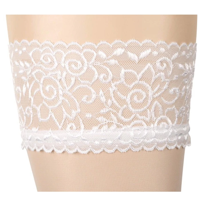 Pończochy do pończoch COTTELLI LINGERIE, białe, koronka 7 cm, komfortowe 90% poliamid