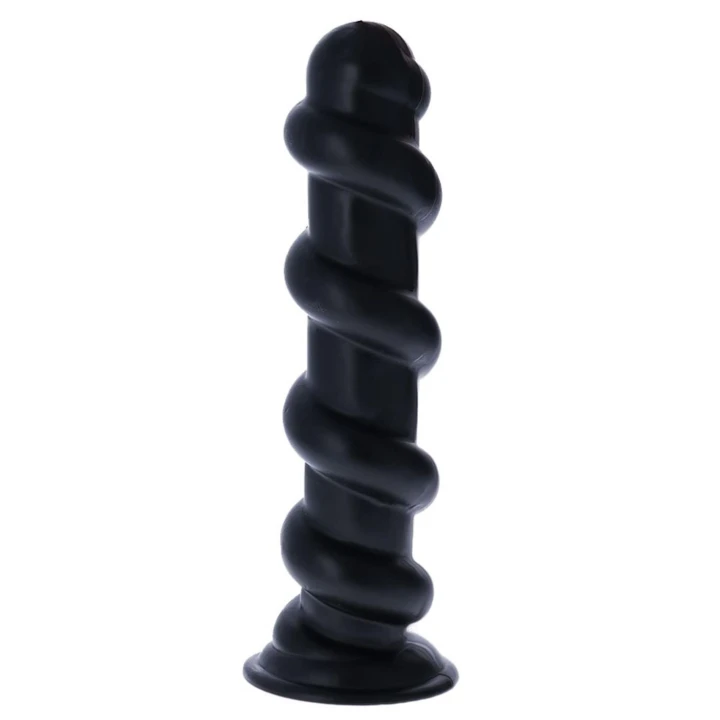 Korek analny MONOLITE Pico De Fogo Nero 7,6 cm, PVC, spiralny kształt, przyssawka