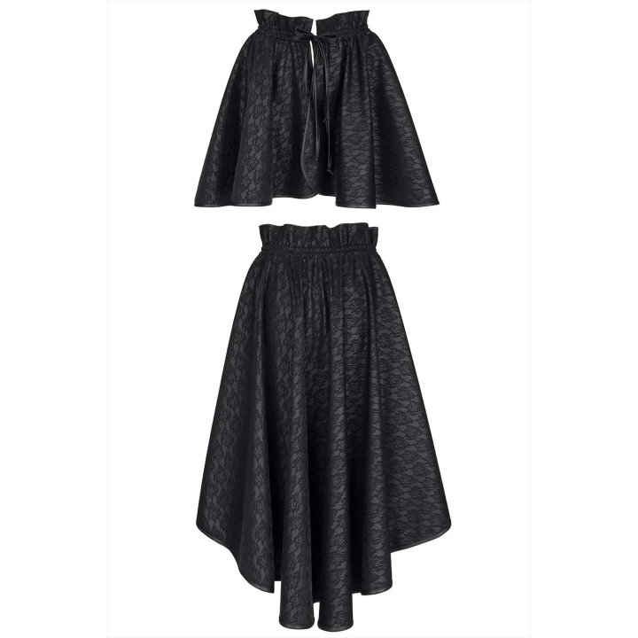 Spódnica baskinka BENEDETTA001, DEMONIQ, czarna, wetlook, 2XL/3XL, elegancka, modna