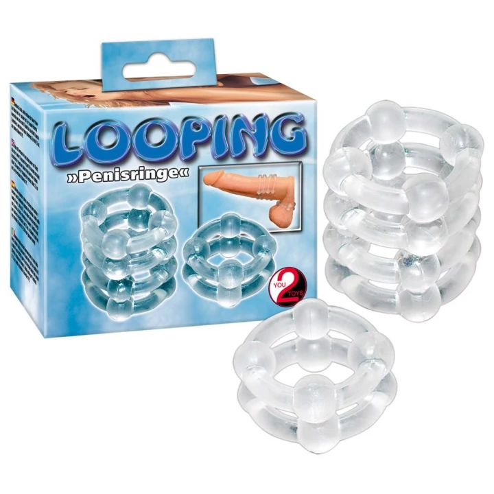 Pierścień na penisa TPE 2 sztuki, średnica 2,5 cm, przezroczysty, elastyczny