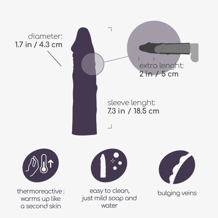 Rękaw penisa Crushious The Macho – 18,5 cm długości, 4,3 cm średnicy, realistyczny materiał