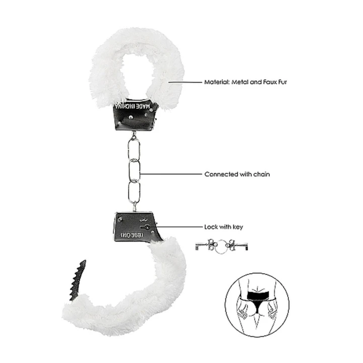 Kajdanki dla Początkujących - Furtka Metalowa, Futro Sztuczne, Białe