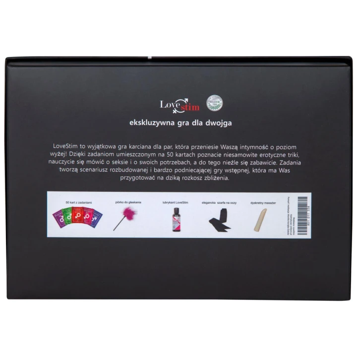 Gra erotyczna na dwóch, LoveStim, 50 kart z gadżetami, stymulacja i masaż.