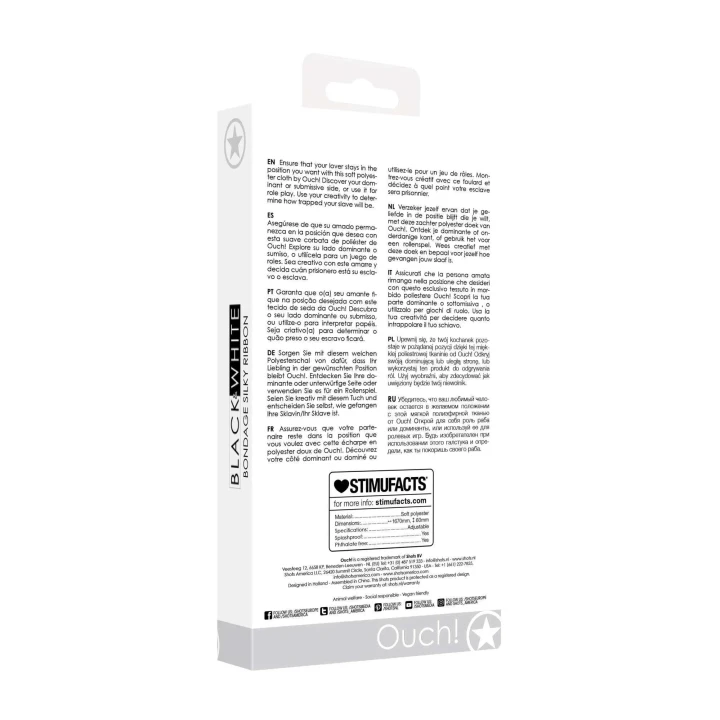 Wstążka do bondage, Ouch! - Jedwab, 167 cm długości, 6 cm szerokości