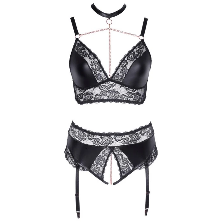 Biustonosz i majtki ouvert COTTELLI LINGERIE, regulowane szelki, elegancka koronka