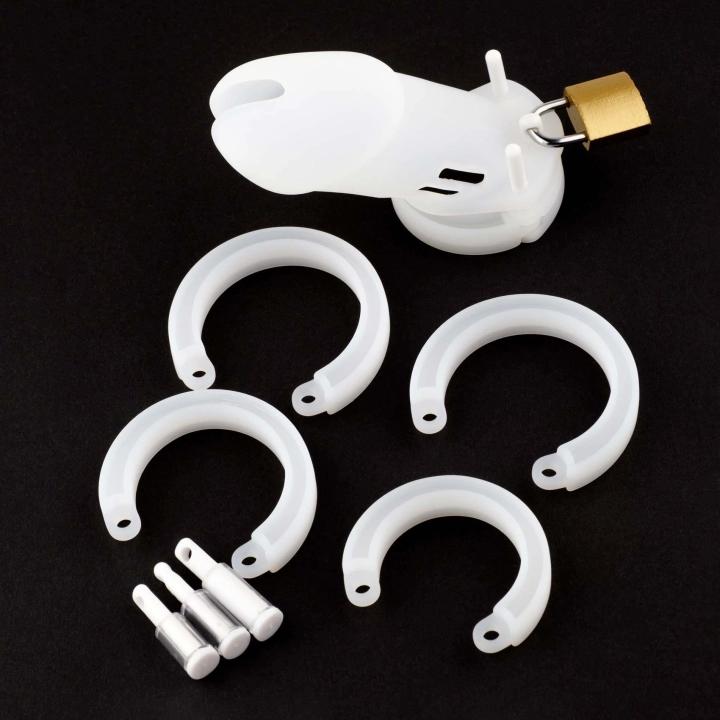 Klatka na penisa Silicone Control – zestaw 5 pierścieni, długość 7 cm, wymienne kołki