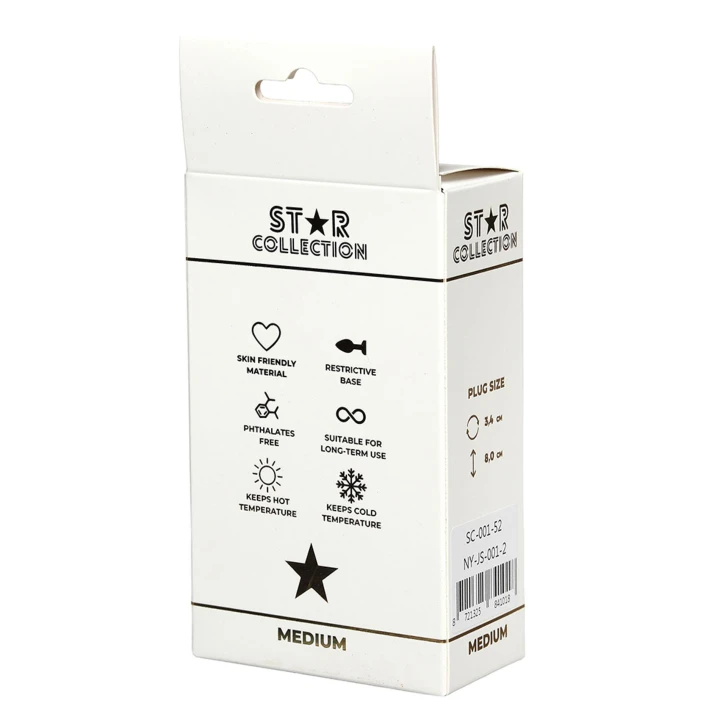 Korek analny M – metalowy, srebrny z różowym kamieniem