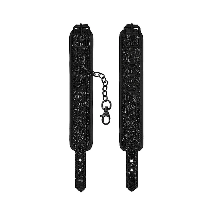 Kajdanki BDSM - Luksusowe, Regulowane, Z Metalowym Łańcuchem 15,5 cm, Czarny