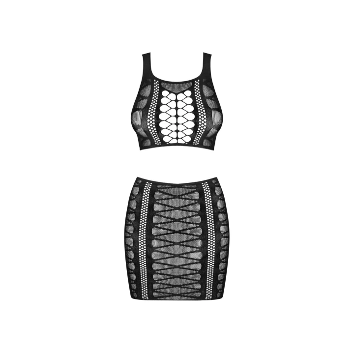 Komplet spódnica i top OBSESSIVE, elastyczny materiał, rozmiary S/M/L, czarny