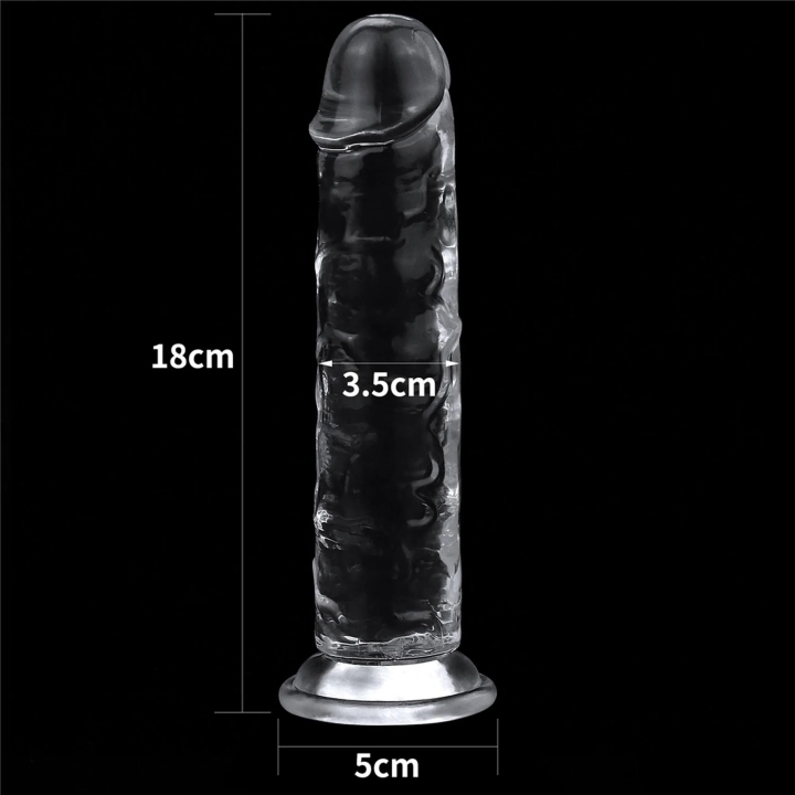 Dildo LOVETOY, przezroczysty, TPE, 7 cali, realistyczny kształt, przyssawka