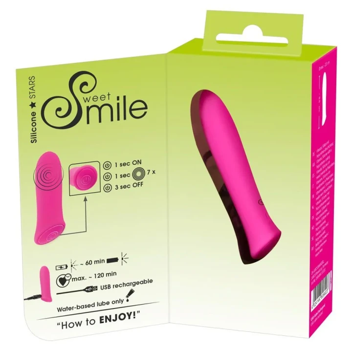 Mini wibrator Sweet Smile Power Bullet 7 trybów wibracji, silikon, 8,5 cm