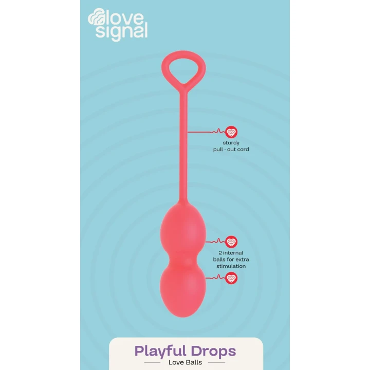 Kulki gejszy (Ben Wa) – Dreamtoys Love Signal, silikonowe IPX8, Ø2,7 cm, 17,5 cm