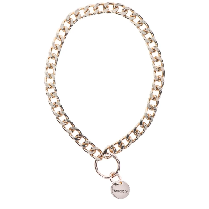 Obroża i smycz TABOOM Dona | Skóra PU | Różowe złoto | 49 cm obwód, 75 cm długości