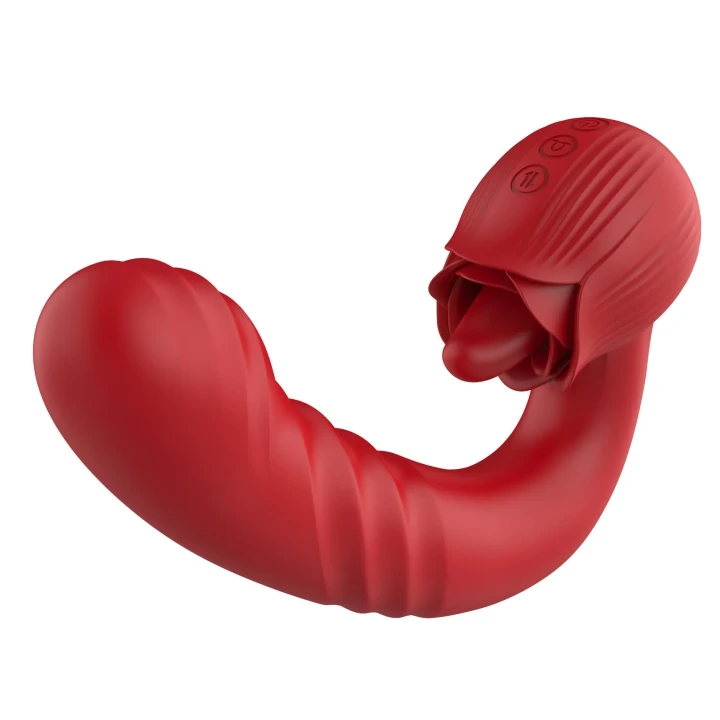 Wibrator różany z podwójną stymulacją, 10 trybów wibracji, silikon klasy medycznej