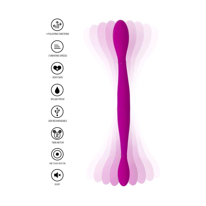 Dildo podwójny TOYJOY Infinity, silikonowy, wibracje 3 prędkości, 37 cm
