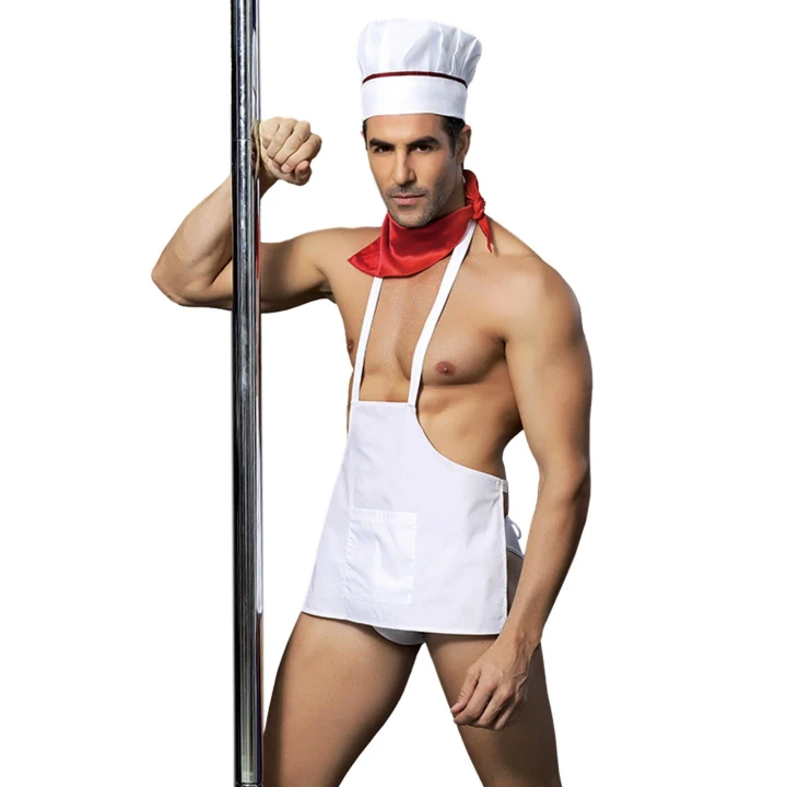 Strój kucharza PARIS HOLLYWOOD, 4-elementowy, biały, uniwersalny rozmiar, elegancki