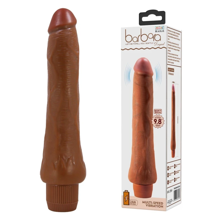 Dildo BAILE - barbara, ABS/TPR, 9.8'', wielostopniowe wibracje, zasilanie 2 AA