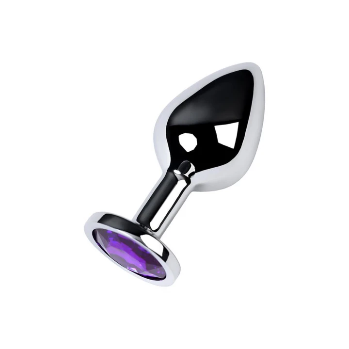 Korek analny TOYFA Metal, średni, srebrny, długość 8 cm, z ametystowym kamieniem