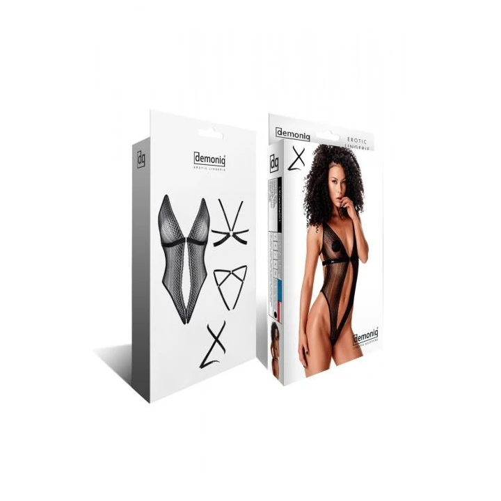 Body koronkowe DEMONIQ Kolekcja Lady X, zmysłowe wcięcie, regulowane gumki, open bottom